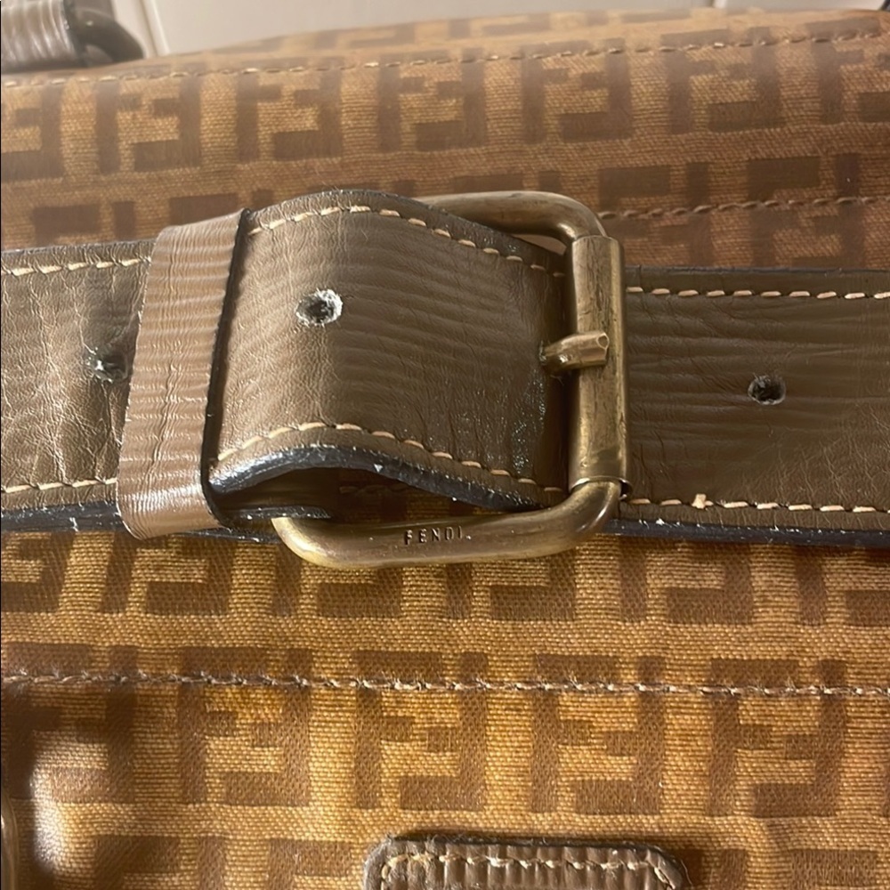 Fendi Zucca 48h Boston Brown Duffel Travel Bag with Monogram Design Unisex As Is - Picture 4 of 13